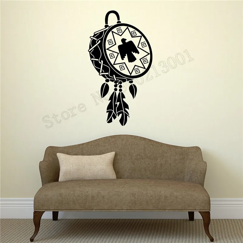 

Wall Sticker Drum Talisman Bird Room Decoration Beautiful Dreamcatcher Poster Vinyl Art Removeable Mural Modern Ornament LY608