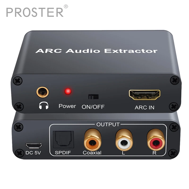 PROZOR Converter HDMI Audio Adapter DAC ARC L R Coaxial SPDIF Jack Extractor Return Channel 3 5mm Headphone for TV