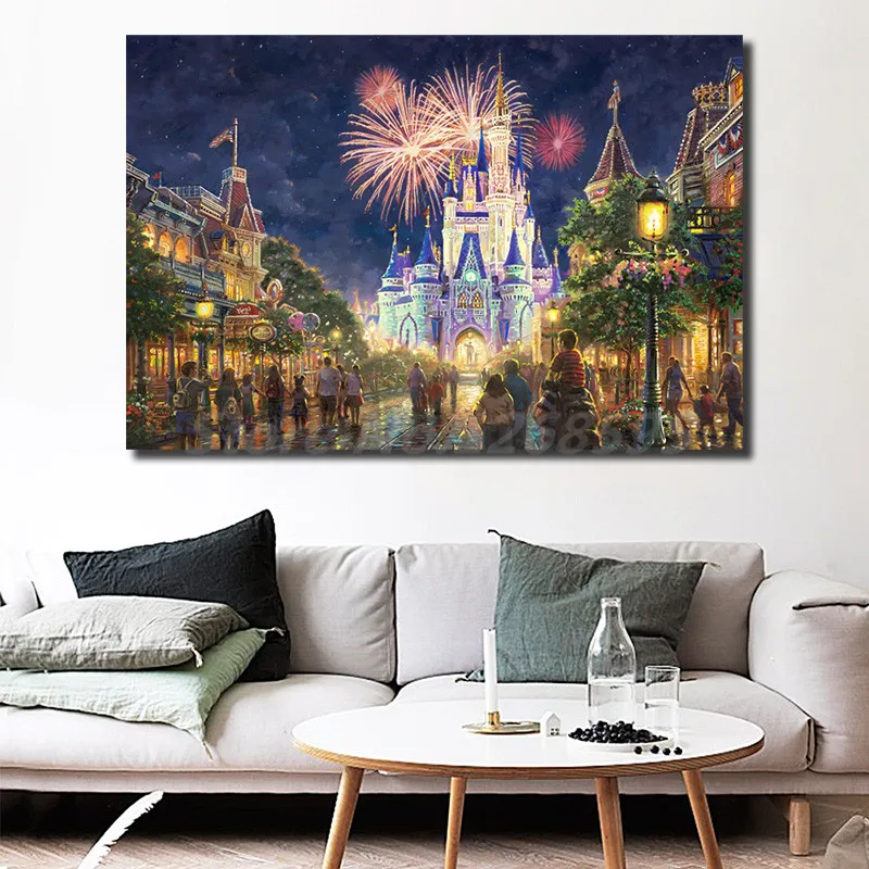 Main Street USA  By Thomas Kinkade Wall  Art  Canvas Posters 