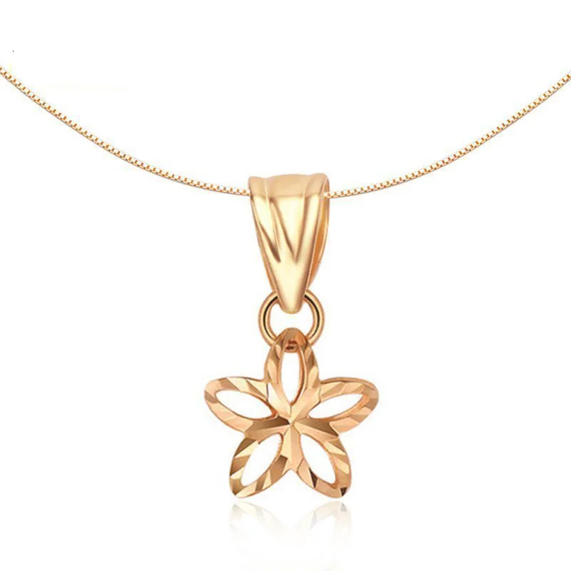 18K-Pure-Gold-Pendant-Real-AU-750-Solid-Gold-Charm-Beautiful-Flowers-Upscale-Trendy-Classic-Party