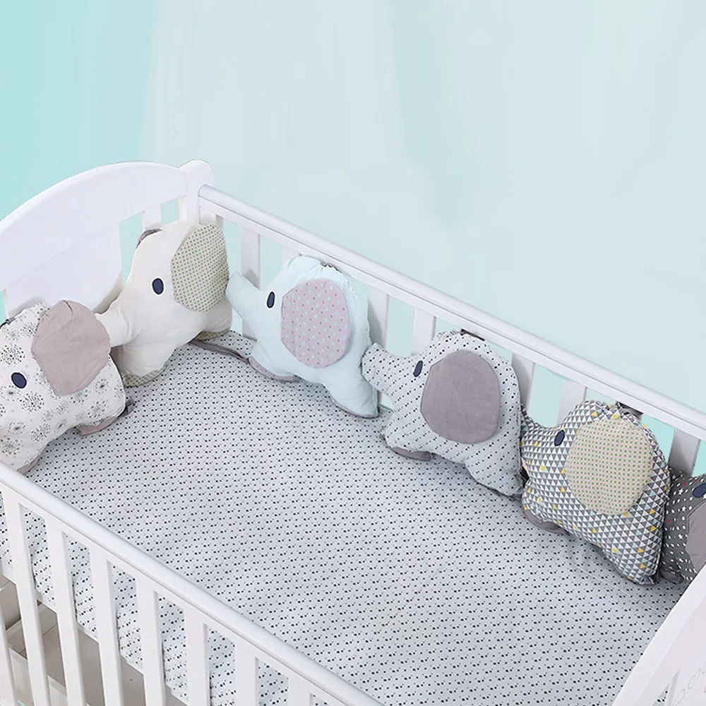 

Baby Newborn Combiner Backrest Animals Elephant Cotton Crib Pad Protection Cot Bed Bump For Infant 6pcs/Set Room Bedding Sets
