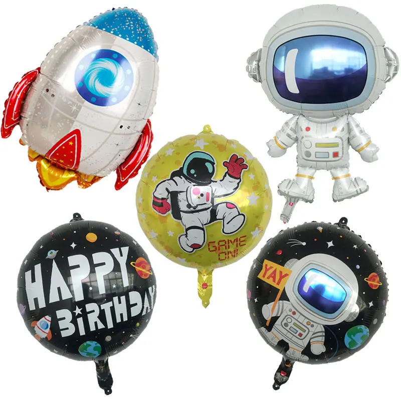 

1pc Giant Rocket Astronaut foil balloons Baby Boy super hero Favor Toys Happy Birthday party decorations kids outer space balls