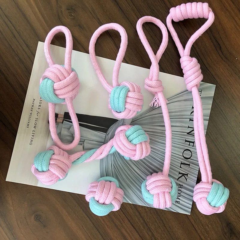 

6 PCS Pet Toys Interactive Small Dog Toys - Rope Ball Dog Chew Toy Set, Two-Color Braided Rope Knot Popular Toys