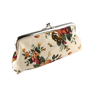 

New Vintage Retro Korean Garden canvas Coin Change Key Purse Handbag Bag wallet women clutch casual floral Rose print