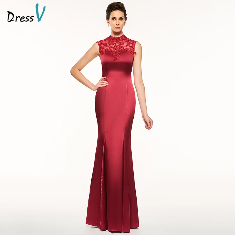 Dressv Red Long Mother Of The Bride Dress Sheath Sleeveless Appliques