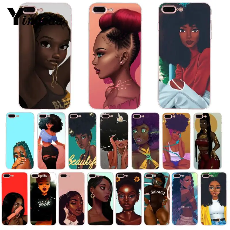 

Yinuoda Unique Design High Quality Black Girl Magic Melanin Poppin phone case for iPhone 8 7 6 6S Plus X XS XR XSMax 5 5S SE 5C