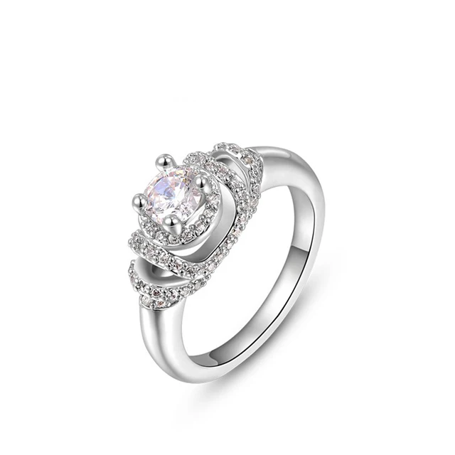 Queen Style Thick White Gold Plating Wedding Rings Clear Aaa Queen Style Thick White Gold Plating Wedding Rings Clear Aaa Zirconia Shiny And Best Quality
