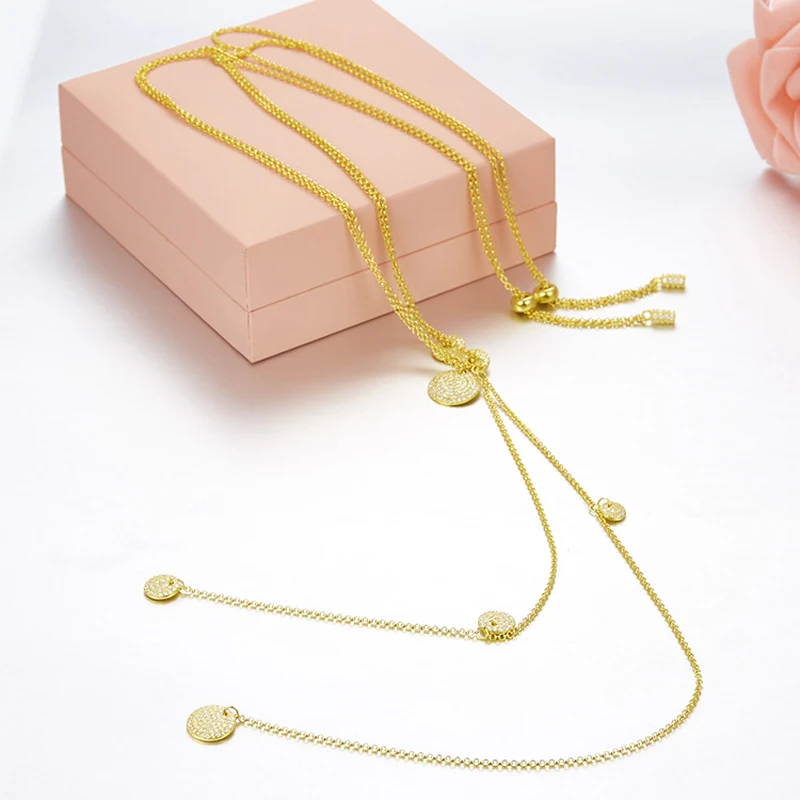 

[MeiBaPJ]The Big European and American Pure S925 Sterling Silver Long Necklace AAA Zircon Necklace For Women Fine Jewelry