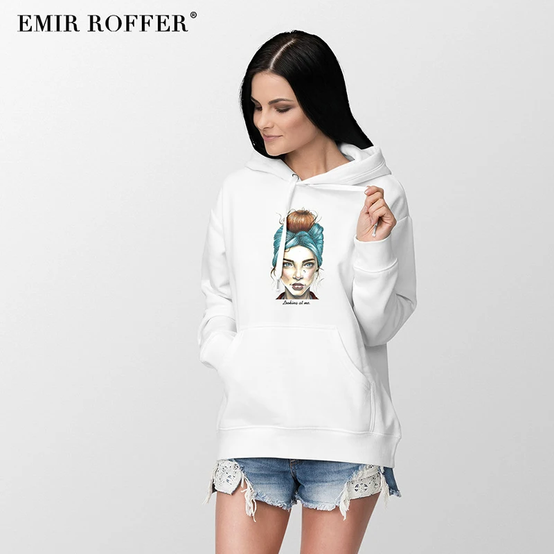 EMIR ROFFER 2018 Fashion Streetwear Harajuku Hoodies Women's Sweatshirt Oversized Hooded Warm Ladies Winter Clothing  (15)