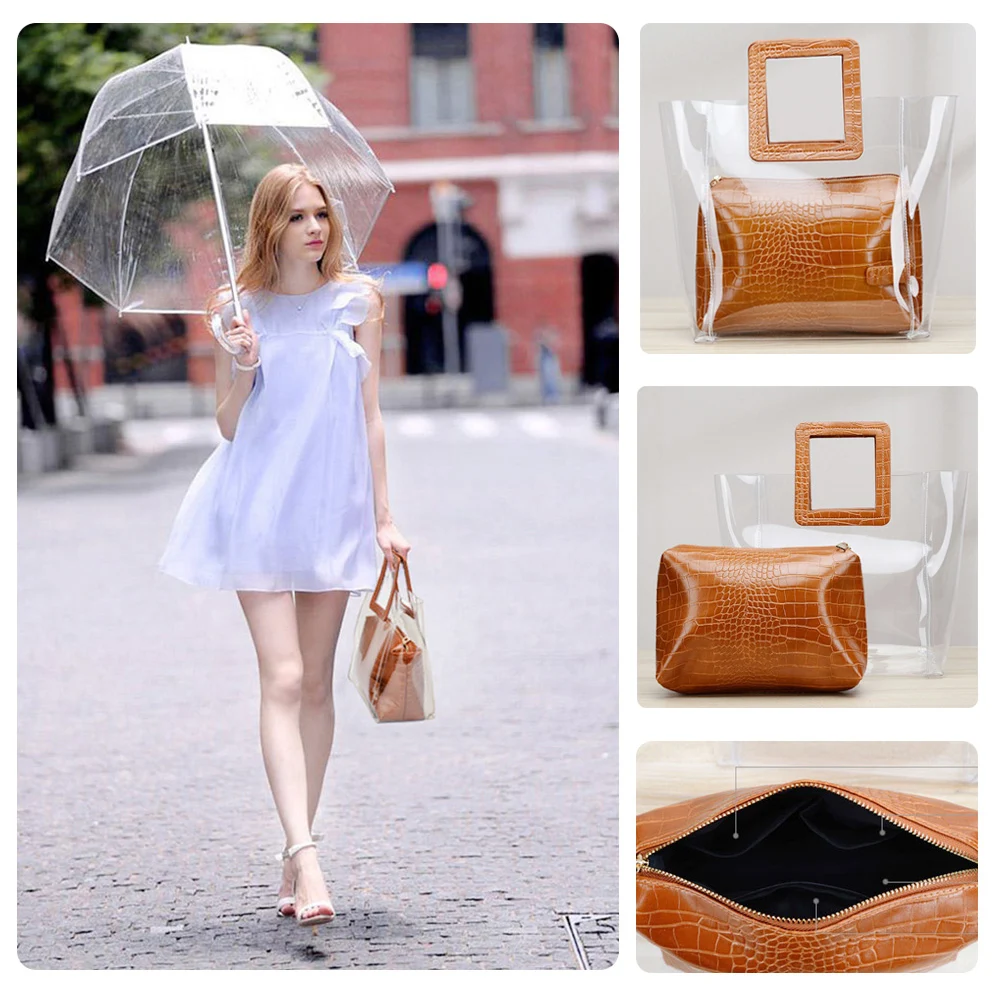 

Femme Bags Women Composite Bags Transparent Handbags Women's Fashion Candy Summer Beach Bags Shoulder Bags Tote Casual Handbags