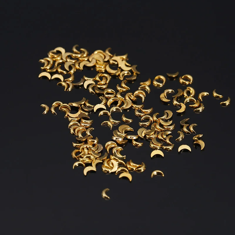 Одно колесо новые 3D металлизированные для дизайна ногтей украшения золото серебро смешанный цвет ноготь с заклепкой Подвески Луна Форма аксессуары для маникюра