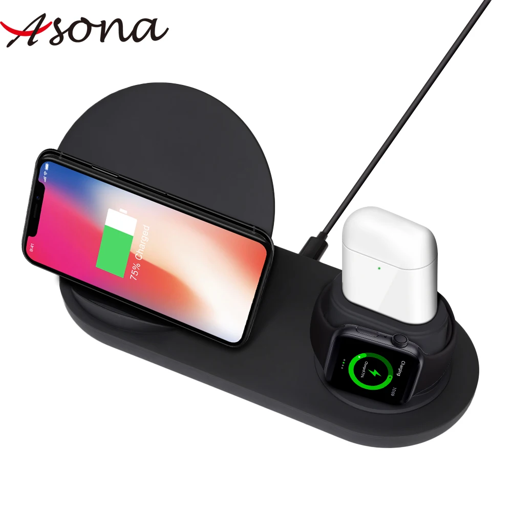 

ASONA 3 in 1 Charging Stand Station Dock Holder for iPhone X/XR/Xs MAX /8/ 8 Plus/ X for Apple Watch for Airpods
