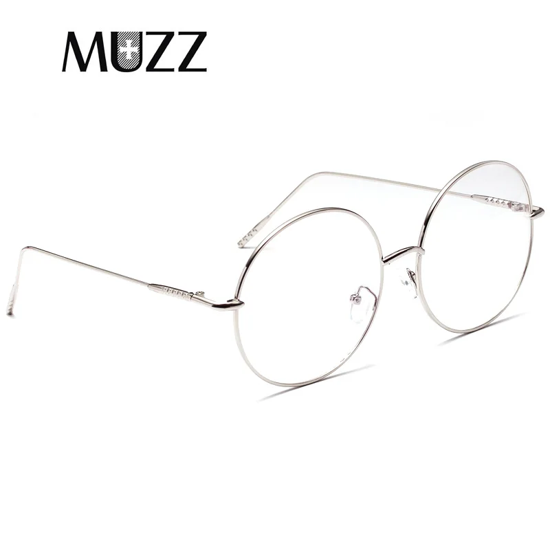

MUZZ Round Glasses Frames Glasses Metal Full Rim Eyeglass Frames Spectacle Frame Transparent Glasses Prescription Myopia Lenses