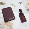 Fashion Monogrammed Initial Letters Unisex Saffiano Leather Passport Holder Luggage Tag Passport Cover Set Travel Accessorries 3