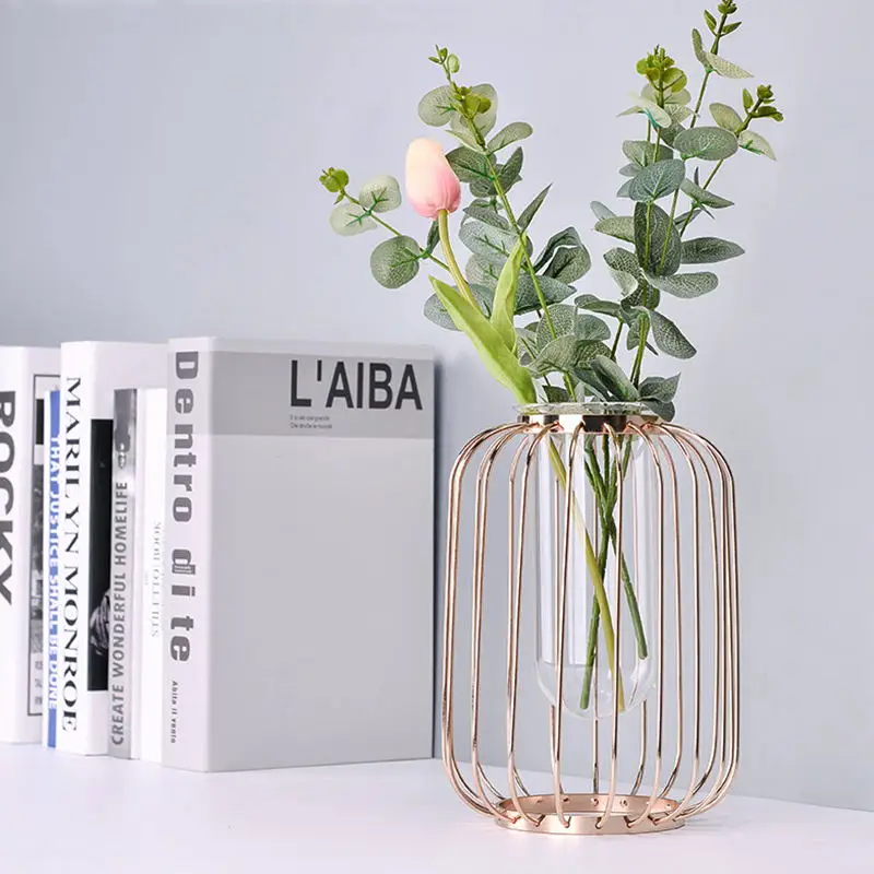 Современный стиль стекло гладить книги по искусству ваза для цветов розовое золото Ceometric форма цветочный горшок дома Свадебные украшения