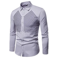 Solid Chest Hollow Grenadine Design Male Long Sleeve Shirt Men Turn-down collar Breathable Shirt Bar Hairstylist Fashions Solid Chest Hollow Grenadine Design Male Long Sleeve Shirt Men Turn-down collar Breathable Shirt Bar Hairstylist Fashions