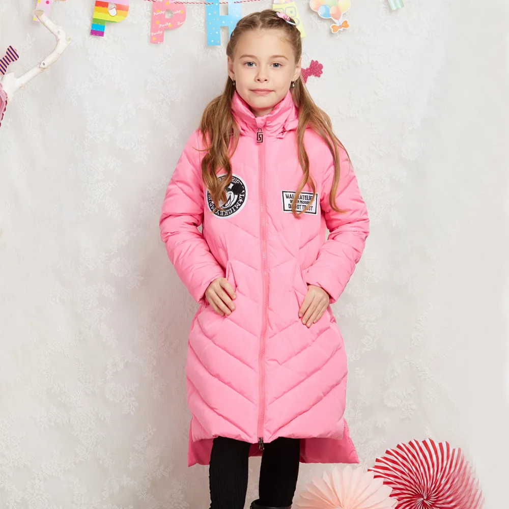 

New 2016 Winter Jacket Girls down coat child down jackets white duck down long design Parka coats children outerwear overcoatt