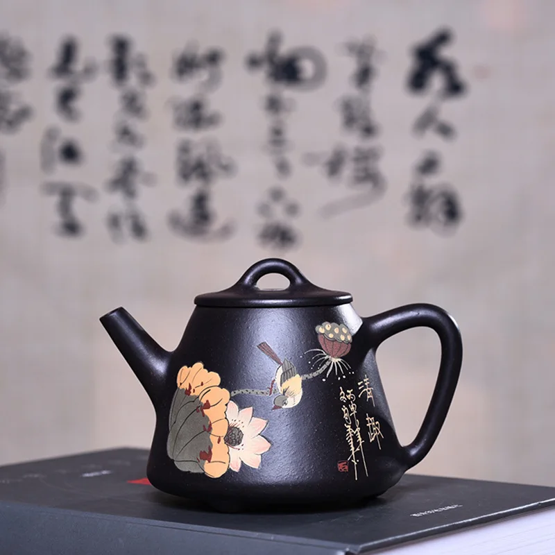 

Pottery Teapot Quality Goods Famous Manual Raw Ore Black Clay Painting High Shipiao Kettle Kungfu Online Teapot Tea Set Suit