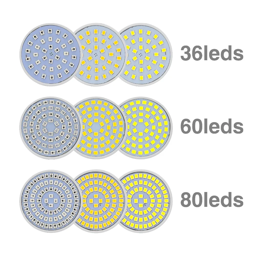 10 шт./лот светодиодный полный спектр прожектора E27 E14 светодиодный внутренняя промышленная лампа лампы GU10 MR16 36 60 80 светодиодный s 220 В лампада SMD2835 Bombillas