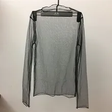 Coreano Verão Mulheres Blusas Camisa de Renda Transparente Mulheres partes superiores Das Senhoras Sexy malha See-through Manga Comprida Camisa Preta Blusa Femme(China)