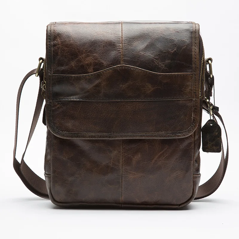 Top Genuine Cowhide Leather Men Bags Male Small Messenger Bag Fashion