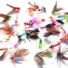 KKWEZVA 60pcs Lures Fly fishing Hooks Butterfly Insects Style Salmon Flies Trout Single Dry Fly Fishing Lure Fishing Tackle