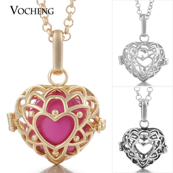 

10pcs/lot Copper Metal Vocheng Ball Harmony Necklace Jewelry Heart Pendant with Stainless Steel Chain VA-063*10 Free Shipping