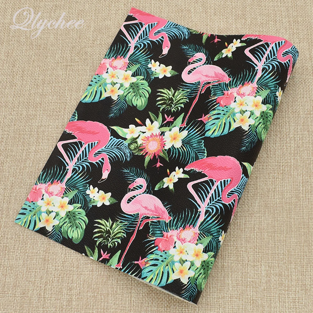 

A4 29*21cm Colorful Flowers Plants Flamingo Pattern Faux Leather Fabric For Sewing Wavy stripes Patchwork
