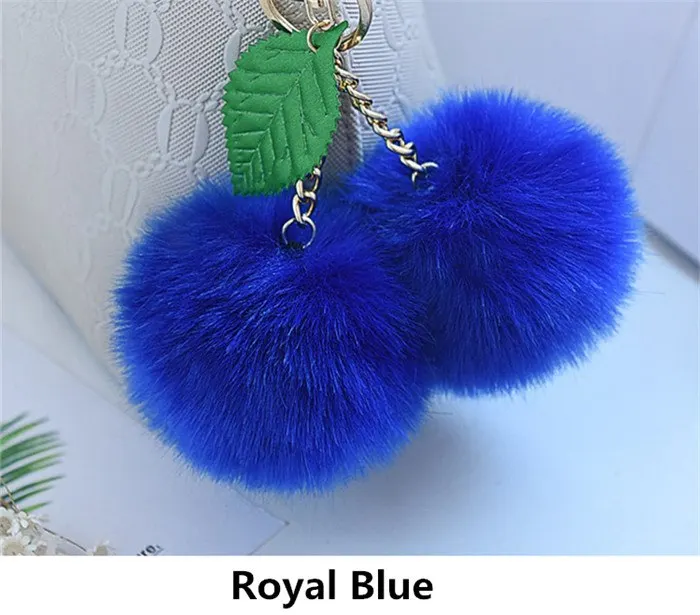 Модный милый пушистый искусственный мех кролика мяч помпон брелок Вишня золотистый брелок для ключей помпон брелок сумка Подвески Свадебная безделушка - Цвет: Royal Blue