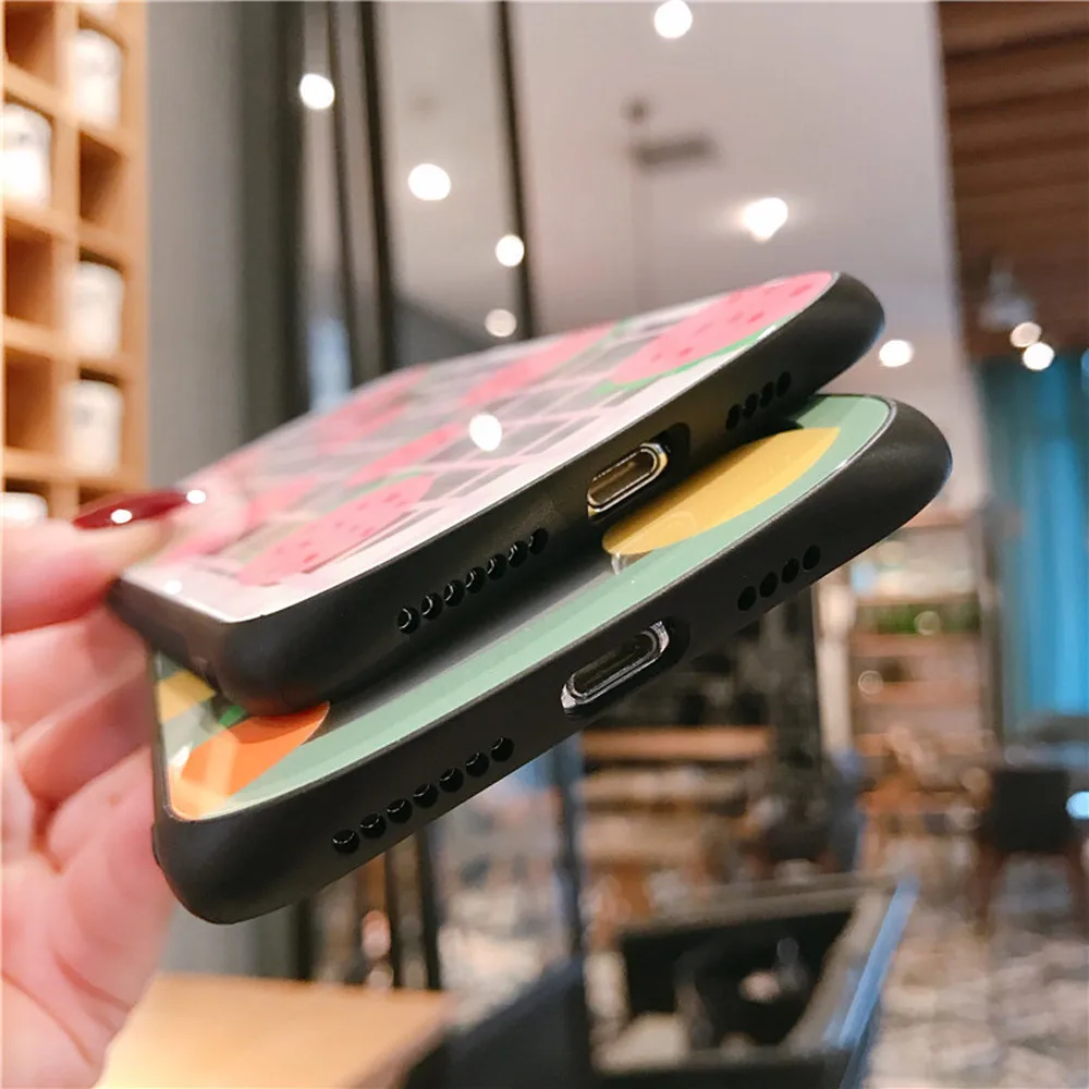 Роскошный 3D клубничный изогнутый стеклянный чехол для телефона IPhone X XS Max