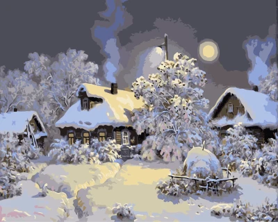 

DRAWJOY Snow Landscape Framed Pictures DIY Painting By Numbers Wall Art Acrylic Painting On Canvas and Painted Home Decor