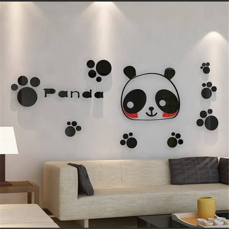 

3D creative cartoon anime chinchillas panda stereo mirror acrylic DIY wall stickers for kids room theme leisure warm background