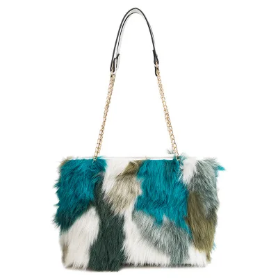 Стильная зимняя разноцветная меховая женская сумка Luxuy Handle Totes дизайнерский