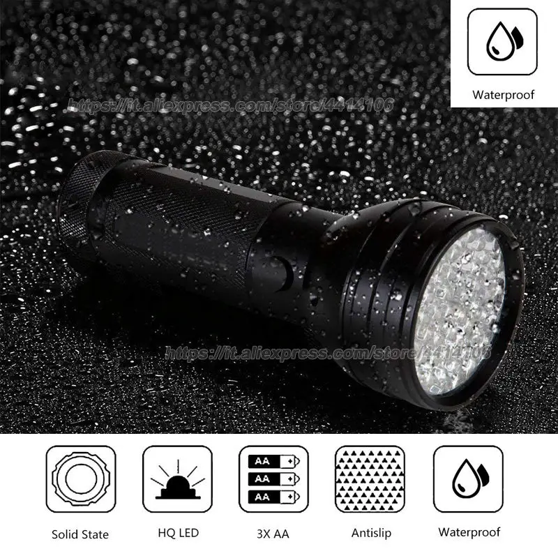  UV Flashlight Black Light 51 LED 395 nM Ultraviolet Blacklight Detector for Dog Urine Pet Stains an