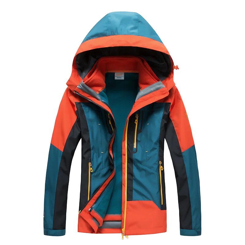 

2019 new hiking jacket outdoor camping hiking 2-piece cashmere windproof climbing quick dry rain coat for women men sportswear