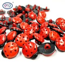 Hl 15X12Mm Red Beatles Plastic Knoppen Diy Kleding Kleding Naaien Accessoires 50Pcs