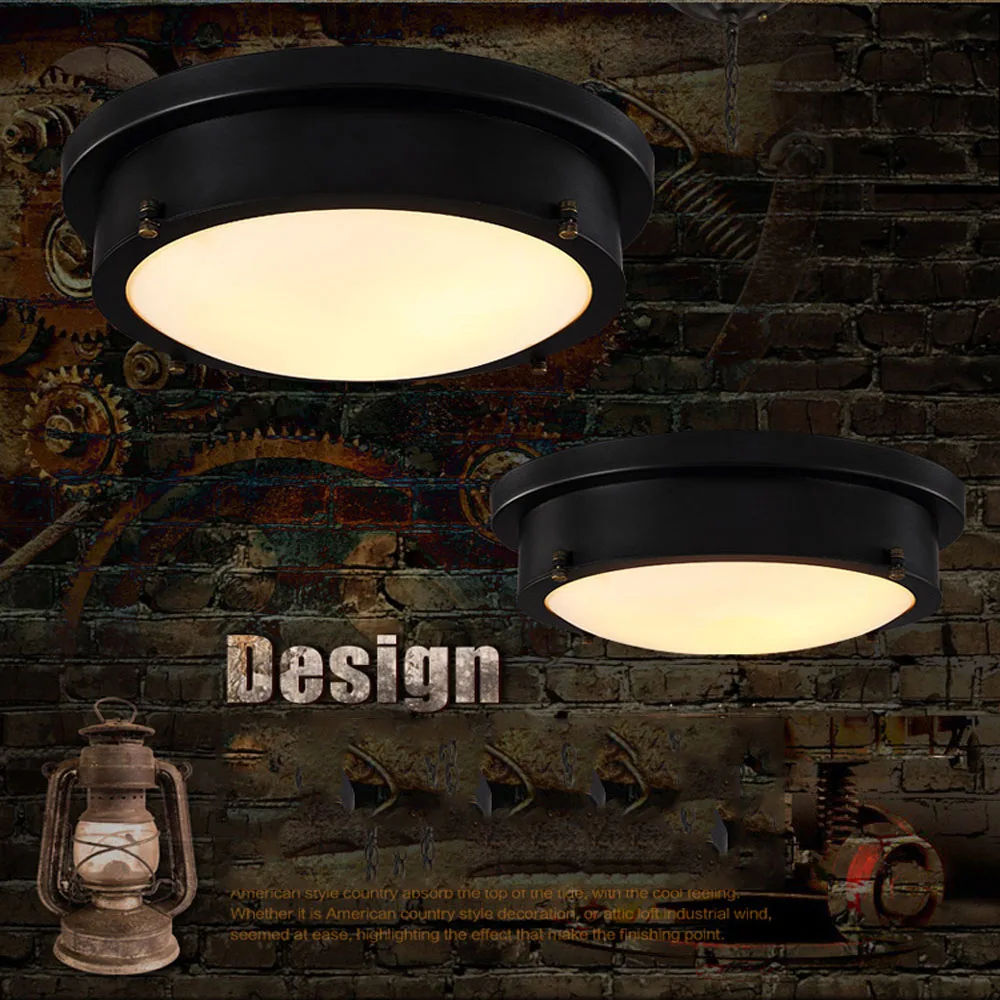

Led 18W Indoor Lighting Retro Ceiling Light 110V-220V American Retro Style Iron Flush Mount Ceiling Lamps Fixtures Stair Light