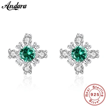 

100% 925 Sterling Silver Simple Fashion 3A Zircon Flower Stud Earrings For Women Wedding Fine Jewelry
