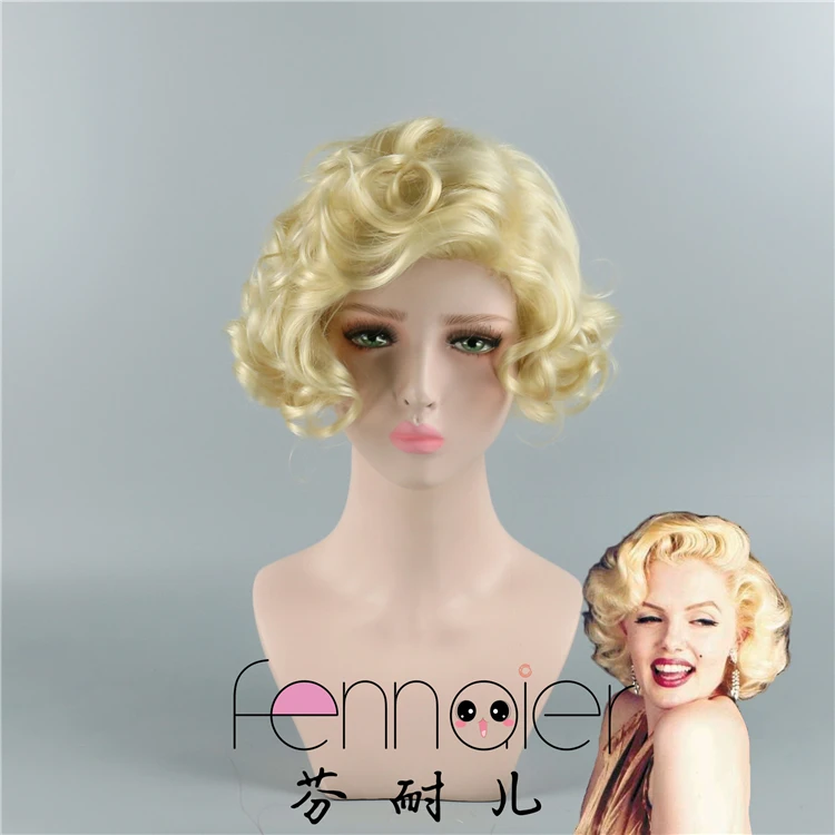 

Sexy Women Marilyn Monroe blonde wig Monroe gold wig wavy hair free shipping