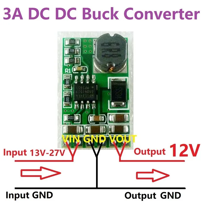 3.5A DC-DC преобразователя постоянного тока с понижающим регулировки напряжения 4,5 V-27 V постоянного тока до 3V 3,3 V 3,7 V 5V 6V 7,5 9V 12V - Цвет: Output 12V