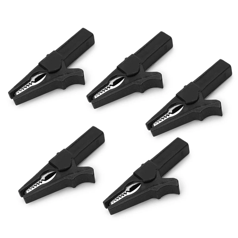 5pcs Black Plastic Alligator Clips 55mm Electrical Crocodile Clamp For