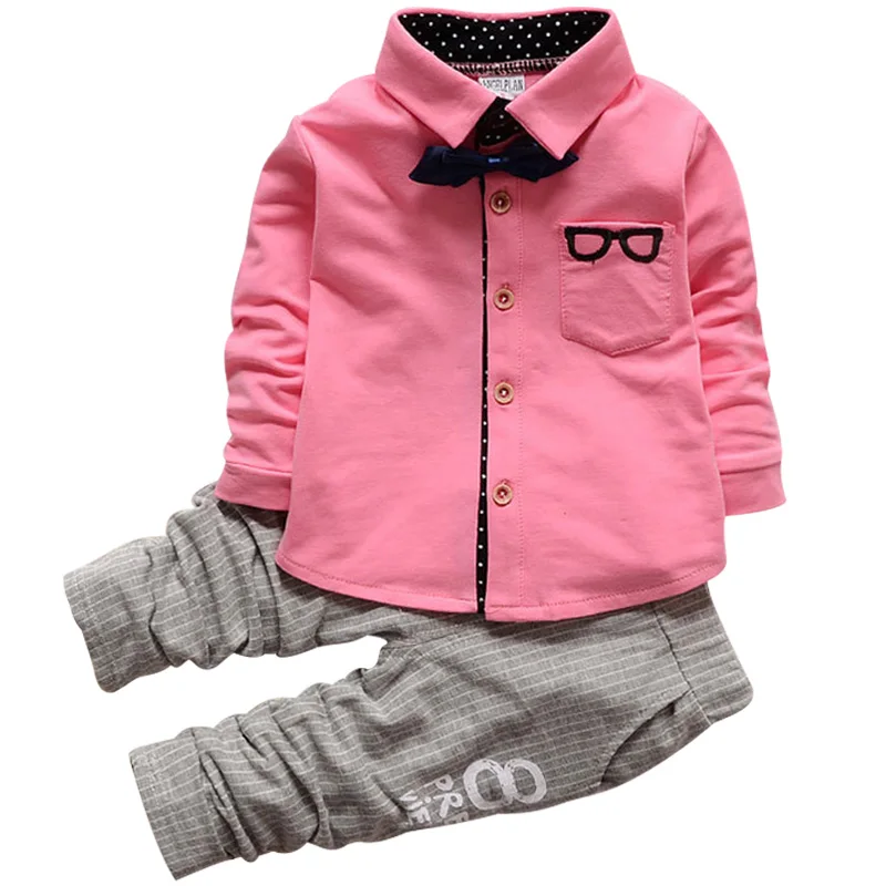 pink НОВЫЕ комплекты одежды для мальчиков весенне-осенние комплекты для маленьких детей хлопковые спортивные костюмы со звездами для мальчиков, детские костюмы футболка с длинным рукавом+ штаны - Цвет: pink