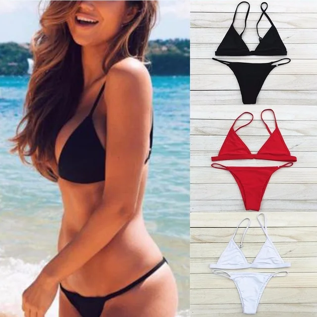 2017 Women No Padding Swimwear Bikini Set Brazilian Sexy Lady Bandage