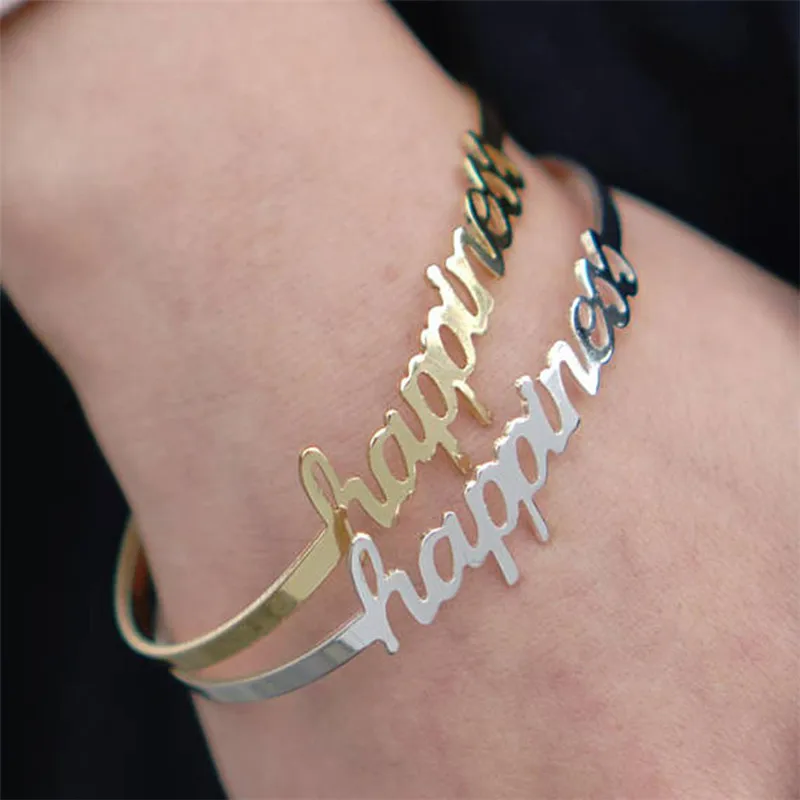 Online Custom Trendy Bracelet Five Color Metal Name Bracelet Party Daily Jewelry Gift