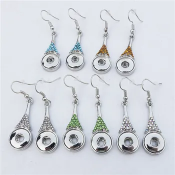 

Rhinestone Water Tear Drop Metal 12mm Snap Buttons Earrings Jewelry Mix Colors 12 pairs/lot