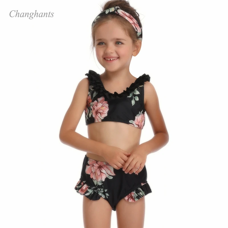 

2019 New Model Kid Girl two piece swimwear White & Black Swimsuit Girls swim wear children bathing suits child swimming suit