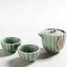 Стиль Ru печи чайный набор включает в себя 1 горшок 2 чашки, портативный дорожный керамический чайный набор кунг-фу чайная чашка Чайник Чайная церемония поставки