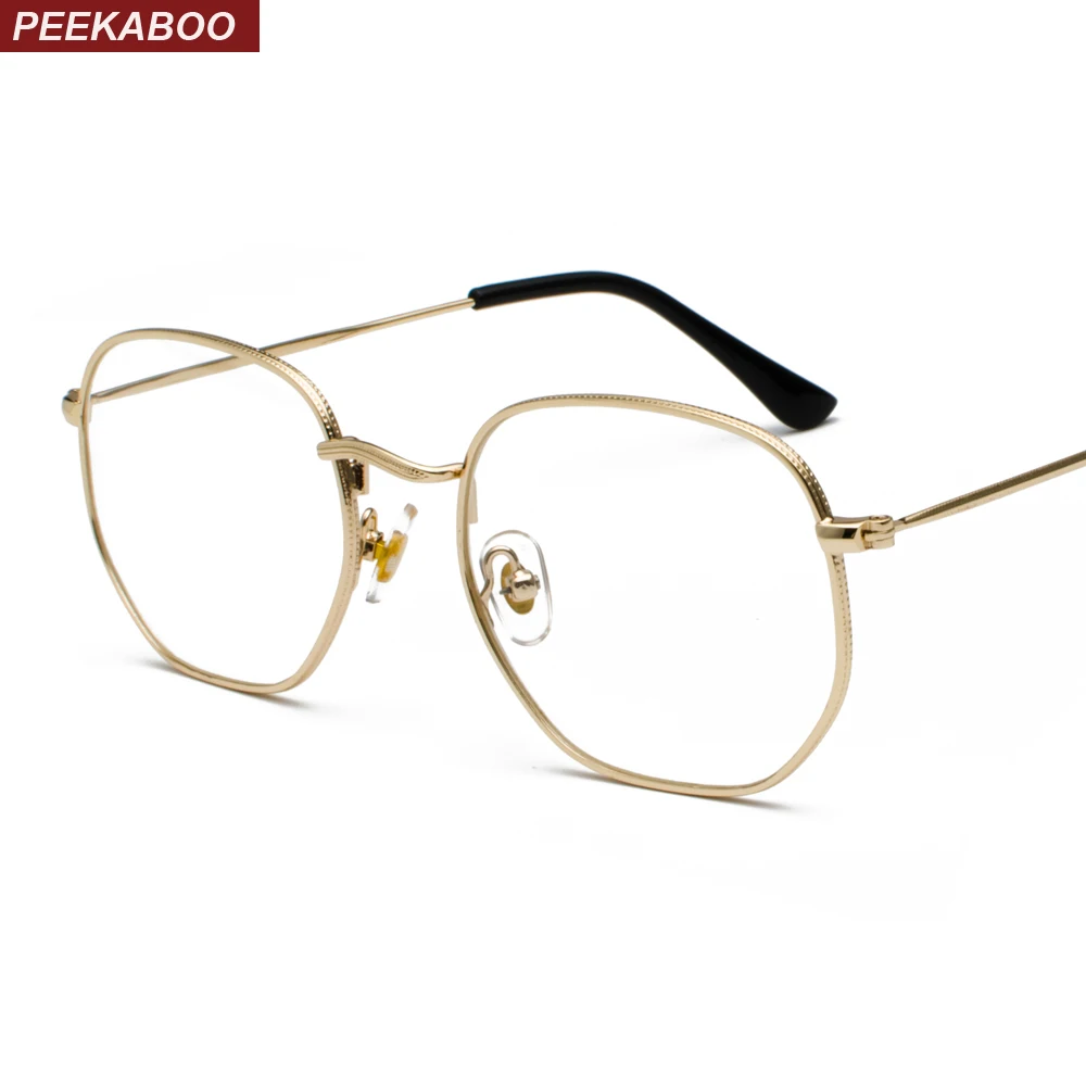

Peekaboo gold metal frame eyeglasses square frame male 2019 clear lens eye glasses frames for women small face silver black
