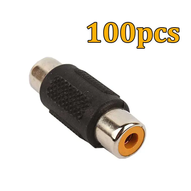 

100pcs RCA female to female AV adapters connector joiners gender changer FM/FM