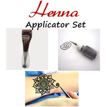 Mehndi Henna Applicator Bottle + Nozzle + Tattoo Stencil Full Set, Henna Temporary Body Art Wedding Tatoo Adult Sex Product